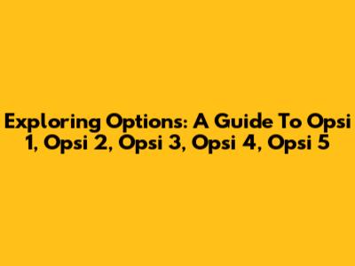 Exploring Options: A Guide To Opsi 1, Opsi 2, Opsi 3, Opsi 4, Opsi 5