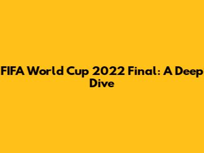 FIFA World Cup 2022 Final: A Deep Dive