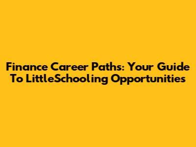 Finance Career Paths: Your Guide To LittleSchooling Opportunities
