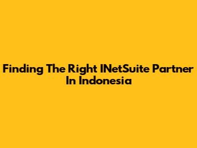 Finding The Right INetSuite Partner In Indonesia