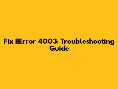 Fix IIError 4003: Troubleshooting Guide