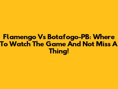 Flamengo Vs Botafogo-PB: Where To Watch The Game And Not Miss A Thing!