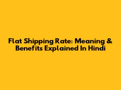 Flat Shipping Rate: Meaning & Benefits Explained In Hindi