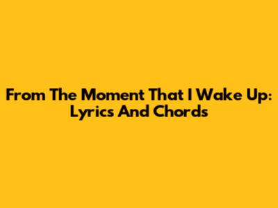 From The Moment That I Wake Up: Lyrics And Chords