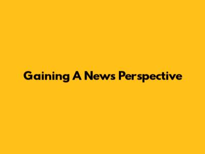 Gaining A News Perspective