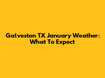 Galveston TX January Weather: What To Expect