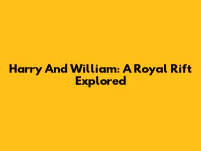 Harry And William: A Royal Rift Explored