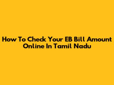 How To Check Your EB Bill Amount Online In Tamil Nadu
