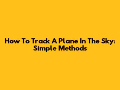 How To Track A Plane In The Sky: Simple Methods
