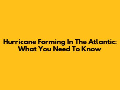 Hurricane Forming In The Atlantic: What You Need To Know
