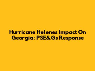 Hurricane Helene's Impact On Georgia: PSE&G's Response
