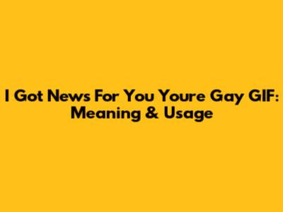 I Got News For You You're Gay GIF: Meaning & Usage