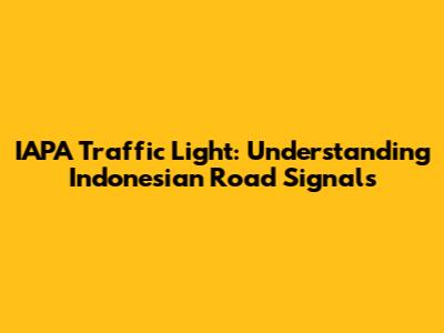 IAPA Traffic Light: Understanding Indonesian Road Signals