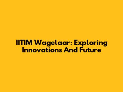 IITIM Wagelaar: Exploring Innovations And Future