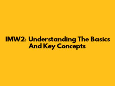 IMW2: Understanding The Basics And Key Concepts