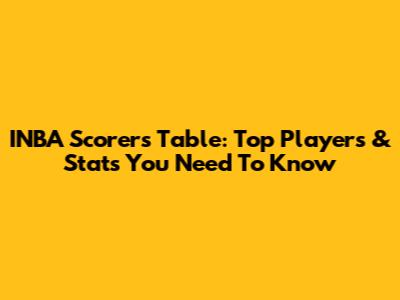 INBA Scorers Table: Top Players & Stats You Need To Know
