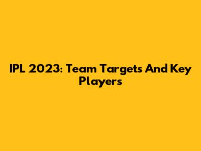 IPL 2023: Team Targets And Key Players