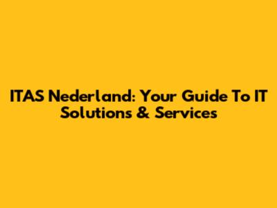 ITAS Nederland: Your Guide To IT Solutions & Services