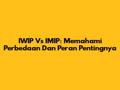 IWIP Vs IMIP: Memahami Perbedaan Dan Peran Pentingnya