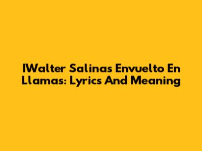 IWalter Salinas Envuelto En Llamas: Lyrics And Meaning
