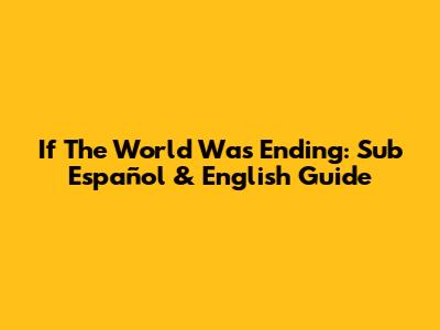 If The World Was Ending: Sub Español & English Guide
