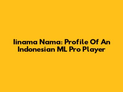 Iinama Nama: Profile Of An Indonesian ML Pro Player
