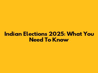 Indian Elections 2025: What You Need To Know