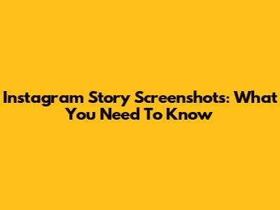 Instagram Story Screenshots: What You Need To Know