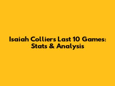 Isaiah Collier's Last 10 Games: Stats & Analysis