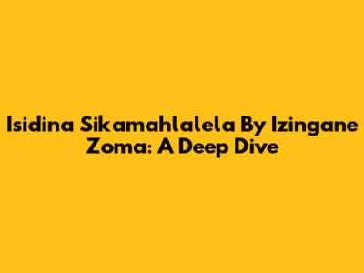 Isidina Sikamahlalela By Izingane Zoma: A Deep Dive