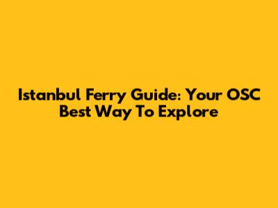 Istanbul Ferry Guide: Your OSC Best Way To Explore
