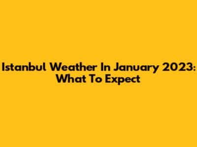 Istanbul Weather In January 2023: What To Expect