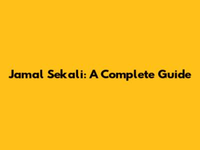 Jamal Sekali: A Complete Guide