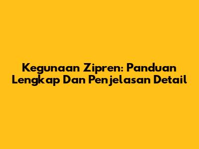 Kegunaan Zipren: Panduan Lengkap Dan Penjelasan Detail