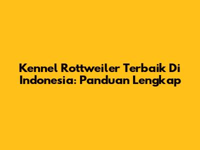 Kennel Rottweiler Terbaik Di Indonesia: Panduan Lengkap