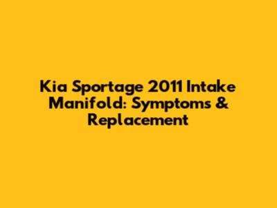 Kia Sportage 2011 Intake Manifold: Symptoms & Replacement