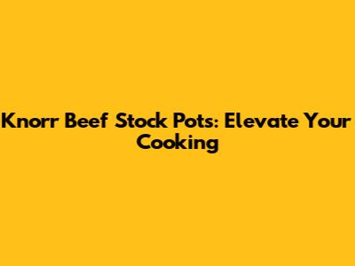 Knorr Beef Stock Pots: Elevate Your Cooking