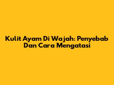 Kulit Ayam Di Wajah: Penyebab Dan Cara Mengatasi