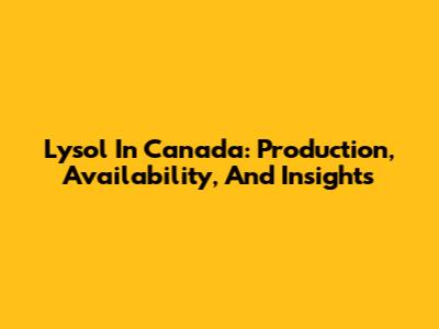 Lysol In Canada: Production, Availability, And Insights