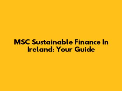 MSC Sustainable Finance In Ireland: Your Guide