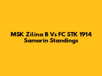 MSK Zilina B Vs FC STK 1914 Samorin Standings