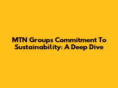 MTN Group's Commitment To Sustainability: A Deep Dive