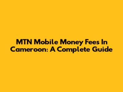 MTN Mobile Money Fees In Cameroon: A Complete Guide