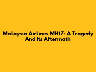 Malaysia Airlines MH17: A Tragedy And Its Aftermath