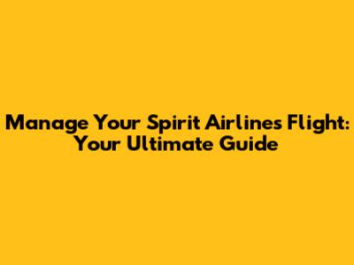 Manage Your Spirit Airlines Flight: Your Ultimate Guide