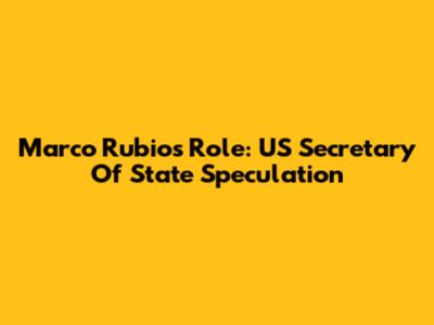 Marco Rubio's Role: US Secretary Of State Speculation