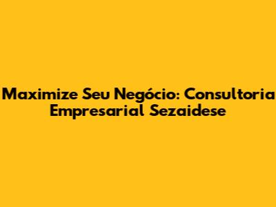 Maximize Seu Negócio: Consultoria Empresarial Sezaidese