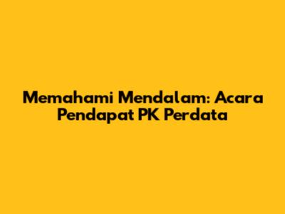 Memahami Mendalam: Acara Pendapat PK Perdata