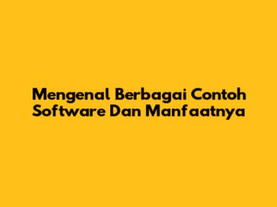 Mengenal Berbagai Contoh Software Dan Manfaatnya