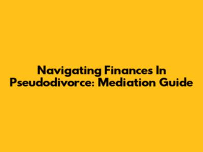 Navigating Finances In Pseudodivorce: Mediation Guide